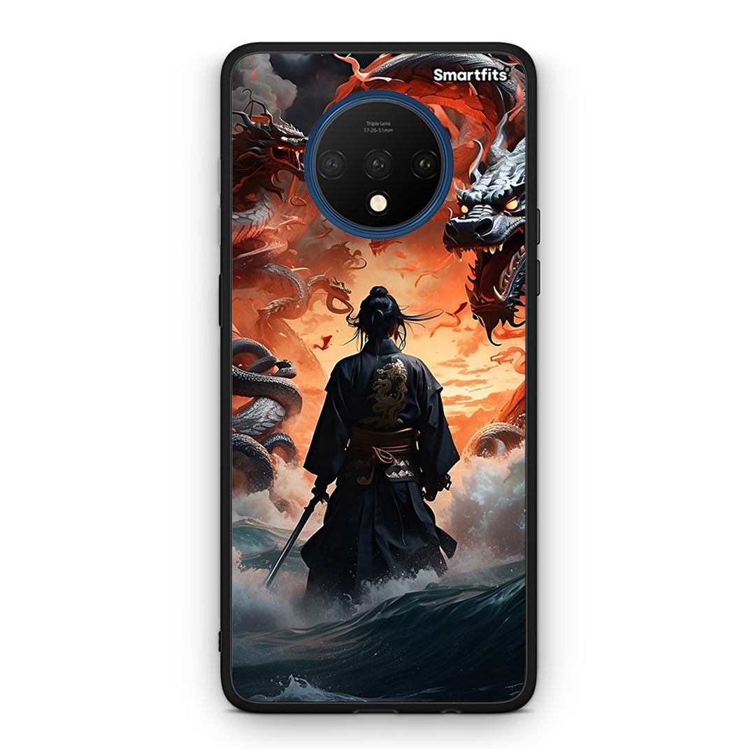 OnePlus 7T Dragons Fight θήκη από τη Smartfits με σχέδιο στο πίσω μέρος και μαύρο περίβλημα | Smartphone case with colorful back and black bezels by Smartfits