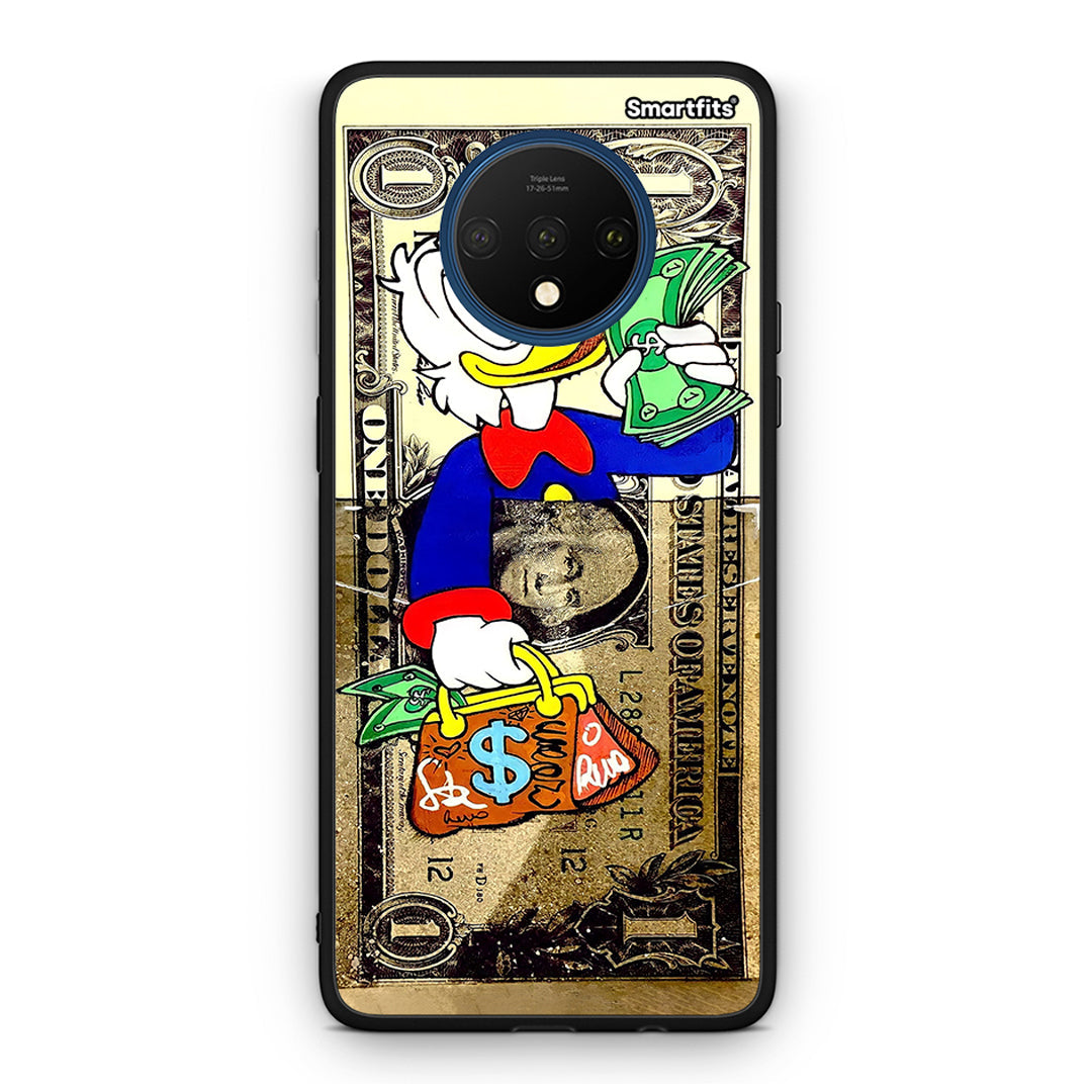 OnePlus 7T Duck Money Θήκη από τη Smartfits με σχέδιο στο πίσω μέρος και μαύρο περίβλημα | Smartphone case with colorful back and black bezels by Smartfits