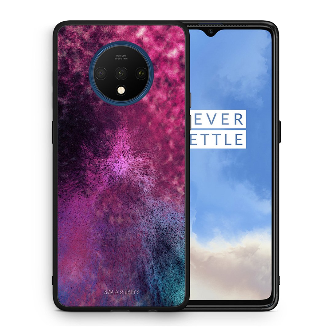 Θήκη OnePlus 7T Aurora Galaxy από τη Smartfits με σχέδιο στο πίσω μέρος και μαύρο περίβλημα | OnePlus 7T Aurora Galaxy case with colorful back and black bezels