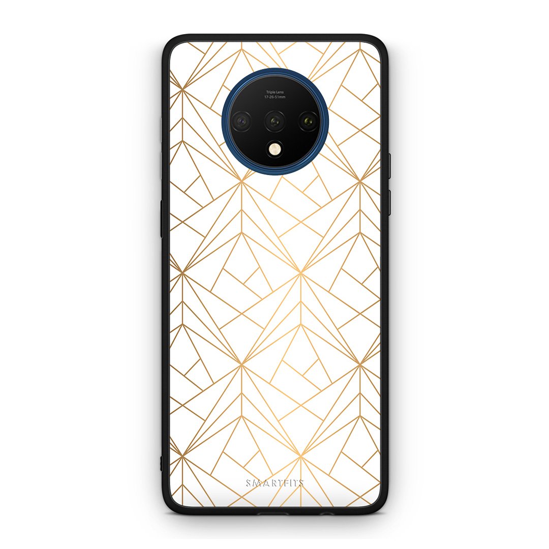 111 - OnePlus 7T  Luxury White Geometric case, cover, bumper