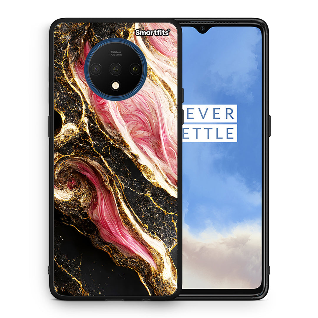 Θήκη OnePlus 7T Glamorous Pink Marble από τη Smartfits με σχέδιο στο πίσω μέρος και μαύρο περίβλημα | OnePlus 7T Glamorous Pink Marble case with colorful back and black bezels