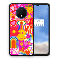 Thumbnail for Θήκη OnePlus 7T Hippie Love από τη Smartfits με σχέδιο στο πίσω μέρος και μαύρο περίβλημα | OnePlus 7T Hippie Love case with colorful back and black bezels