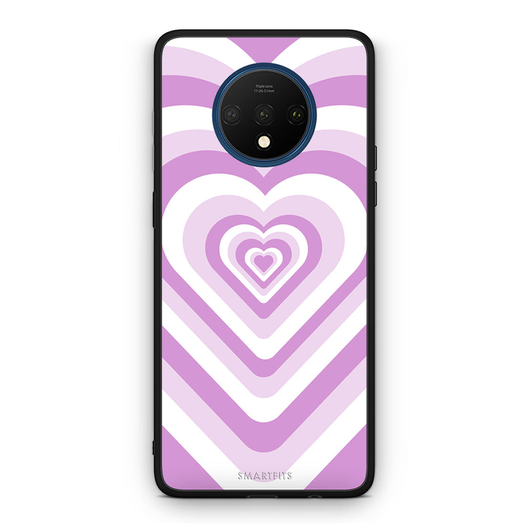 OnePlus 7T Lilac Hearts θήκη από τη Smartfits με σχέδιο στο πίσω μέρος και μαύρο περίβλημα | Smartphone case with colorful back and black bezels by Smartfits