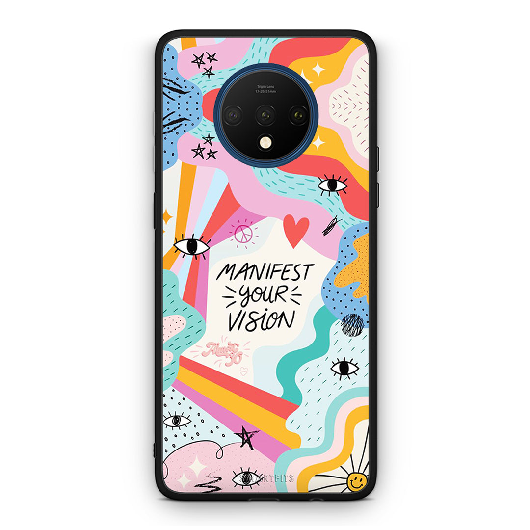 OnePlus 7T Manifest Your Vision θήκη από τη Smartfits με σχέδιο στο πίσω μέρος και μαύρο περίβλημα | Smartphone case with colorful back and black bezels by Smartfits