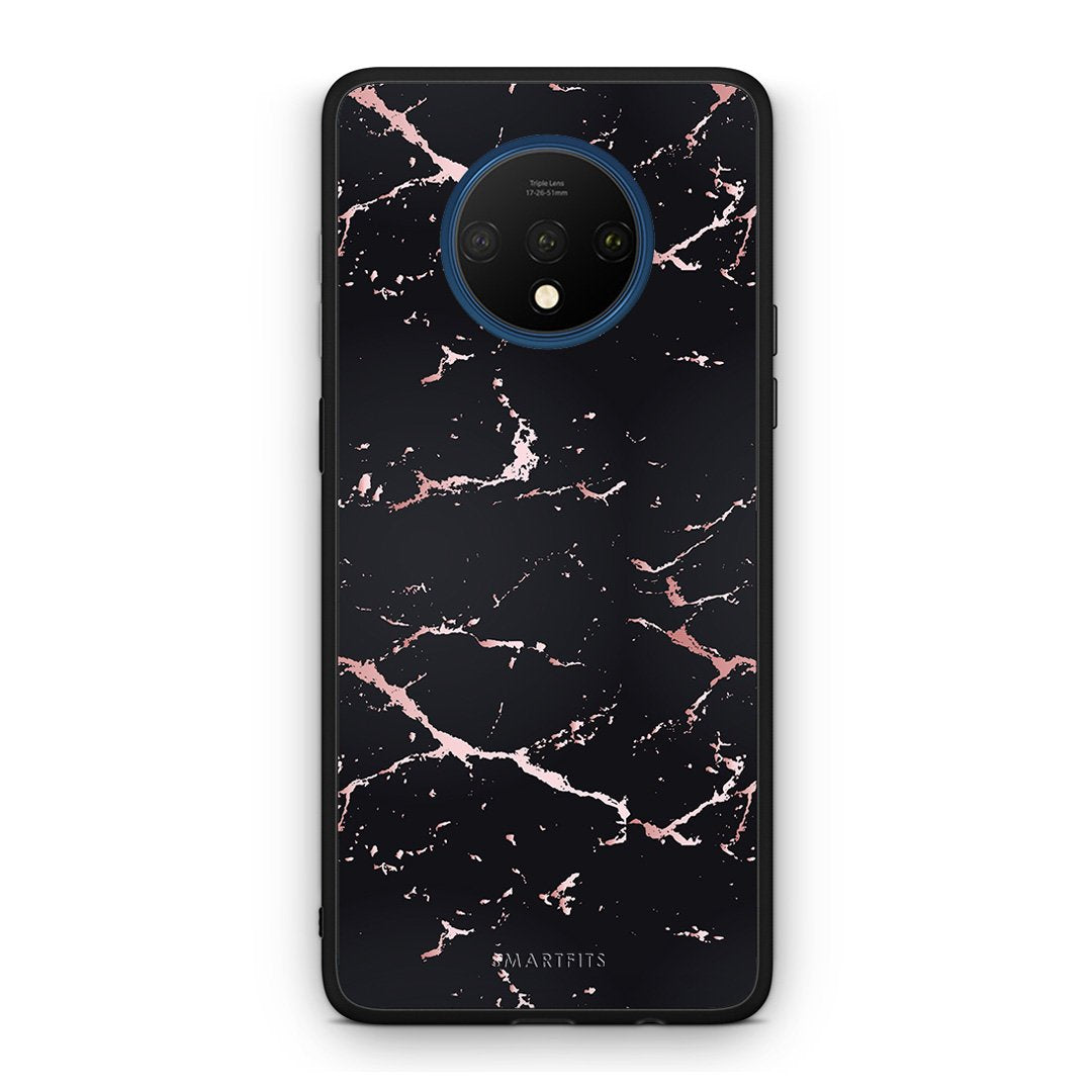 4 - OnePlus 7T  Black Rosegold Marble case, cover, bumper