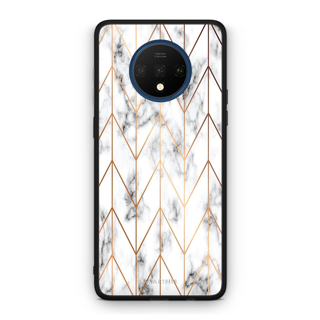 44 - OnePlus 7T  Gold Geometric Marble case, cover, bumper