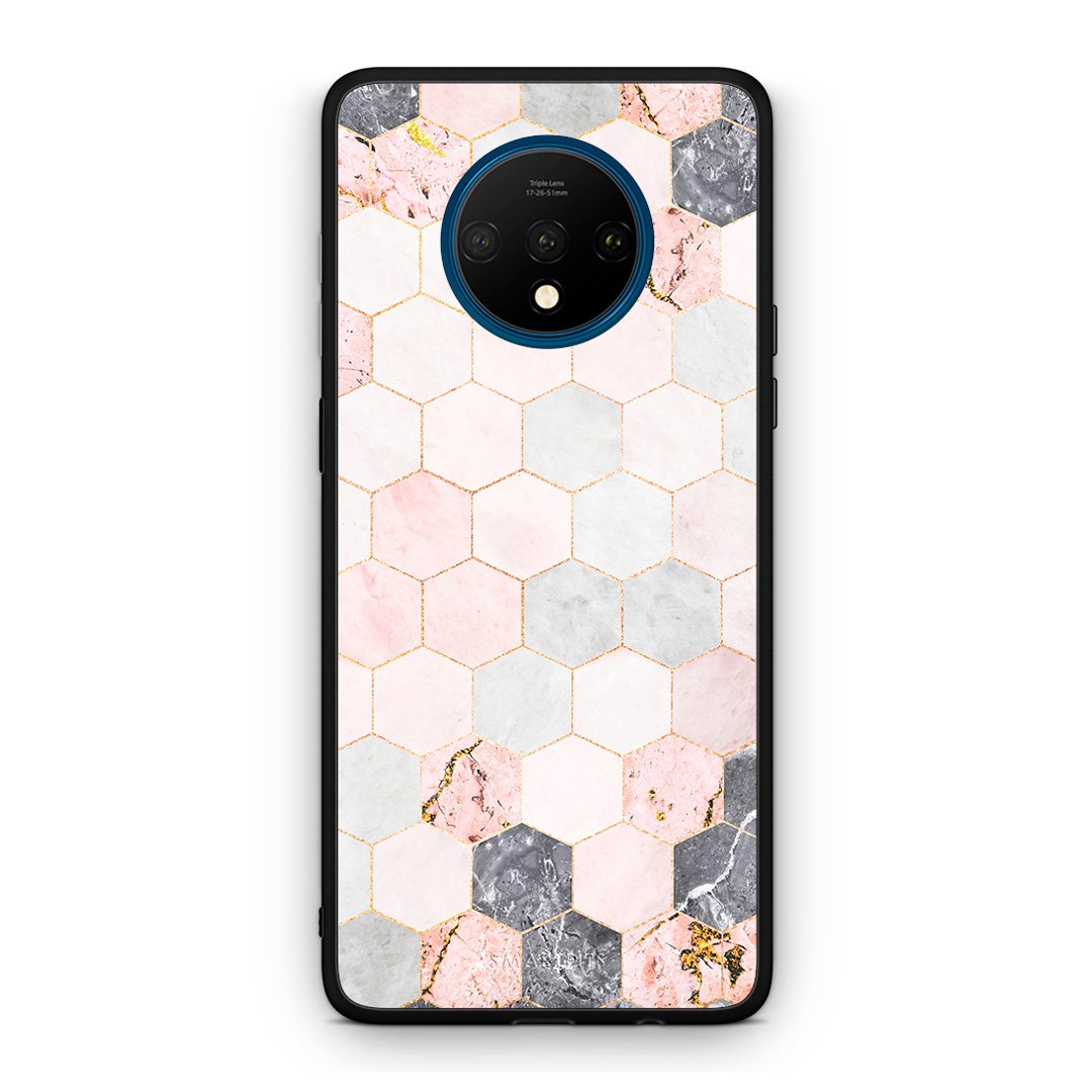 4 - OnePlus 7T Hexagon Pink Marble case, cover, bumper