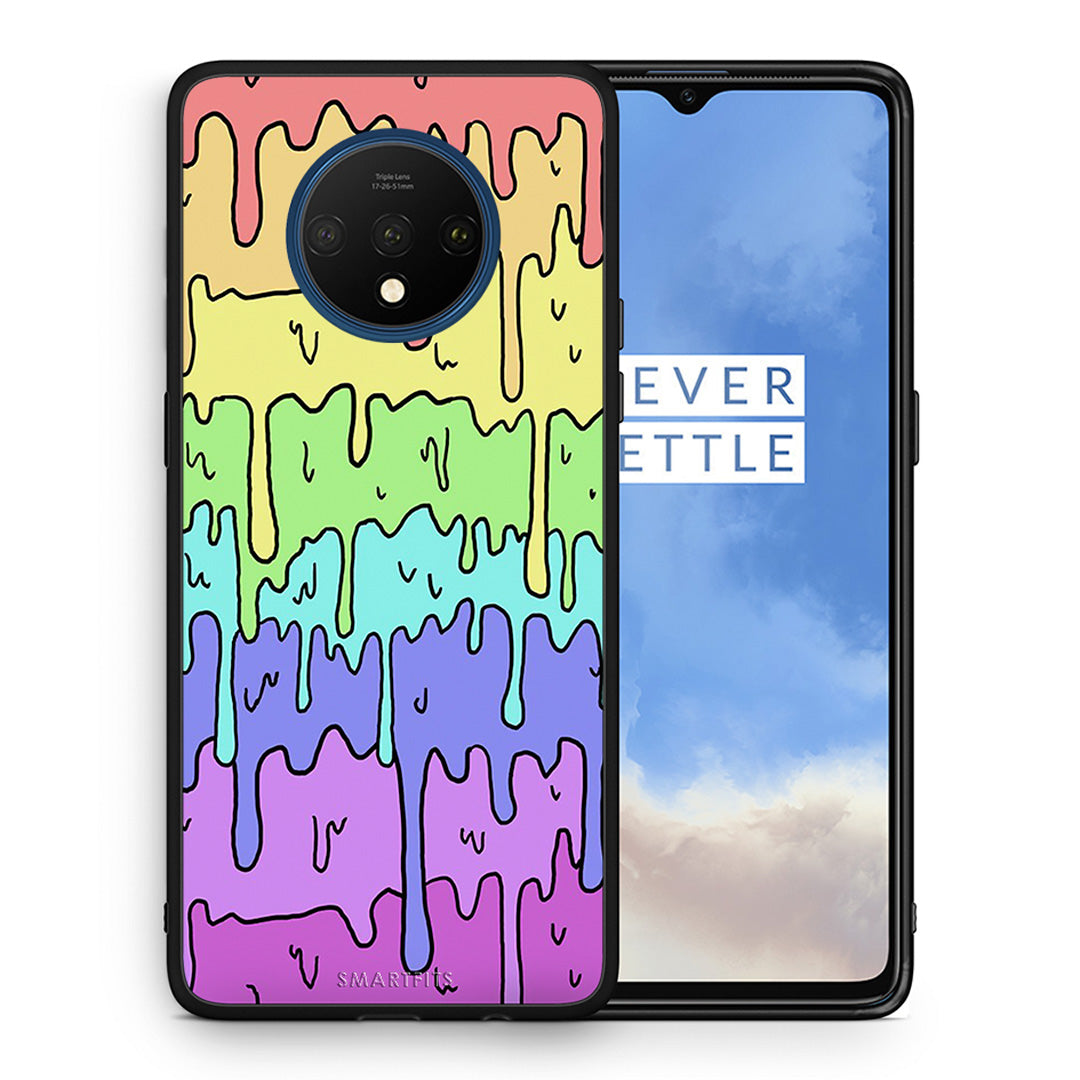 Θήκη OnePlus 7T Melting Rainbow από τη Smartfits με σχέδιο στο πίσω μέρος και μαύρο περίβλημα | OnePlus 7T Melting Rainbow case with colorful back and black bezels