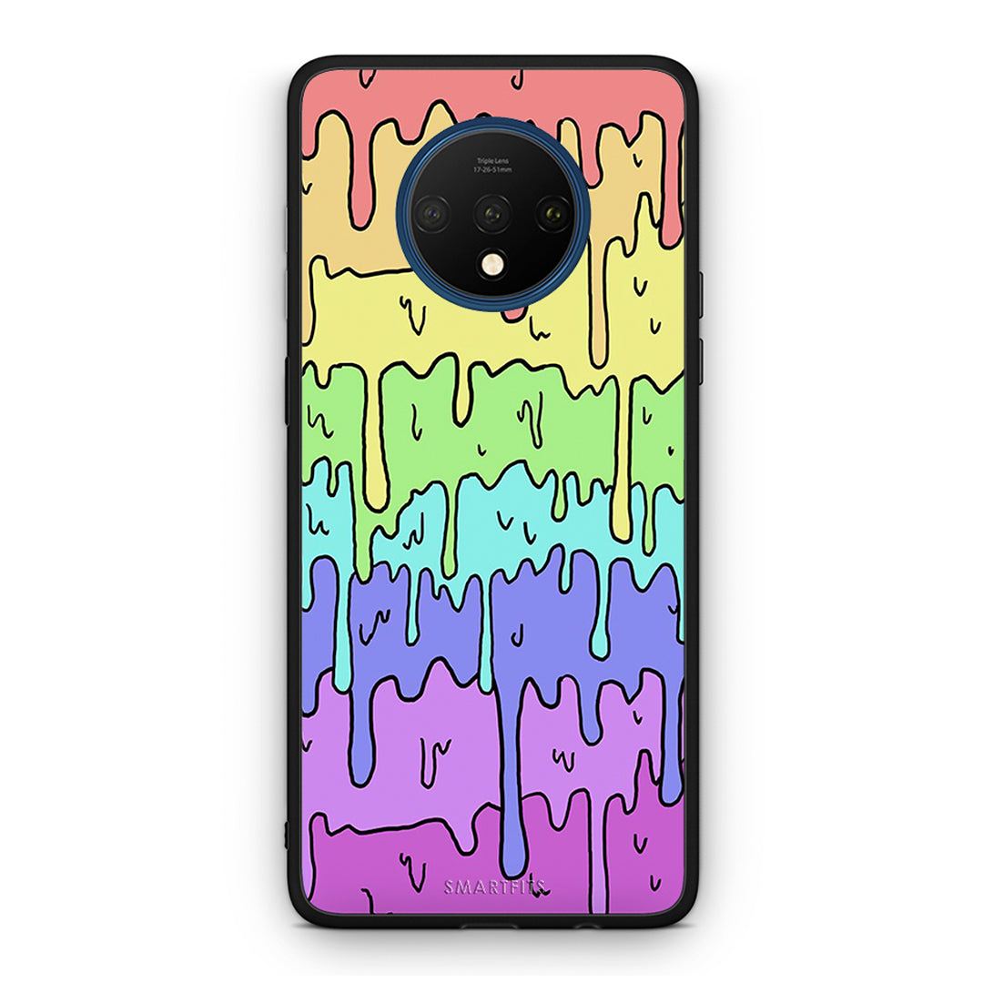 OnePlus 7T Melting Rainbow θήκη από τη Smartfits με σχέδιο στο πίσω μέρος και μαύρο περίβλημα | Smartphone case with colorful back and black bezels by Smartfits