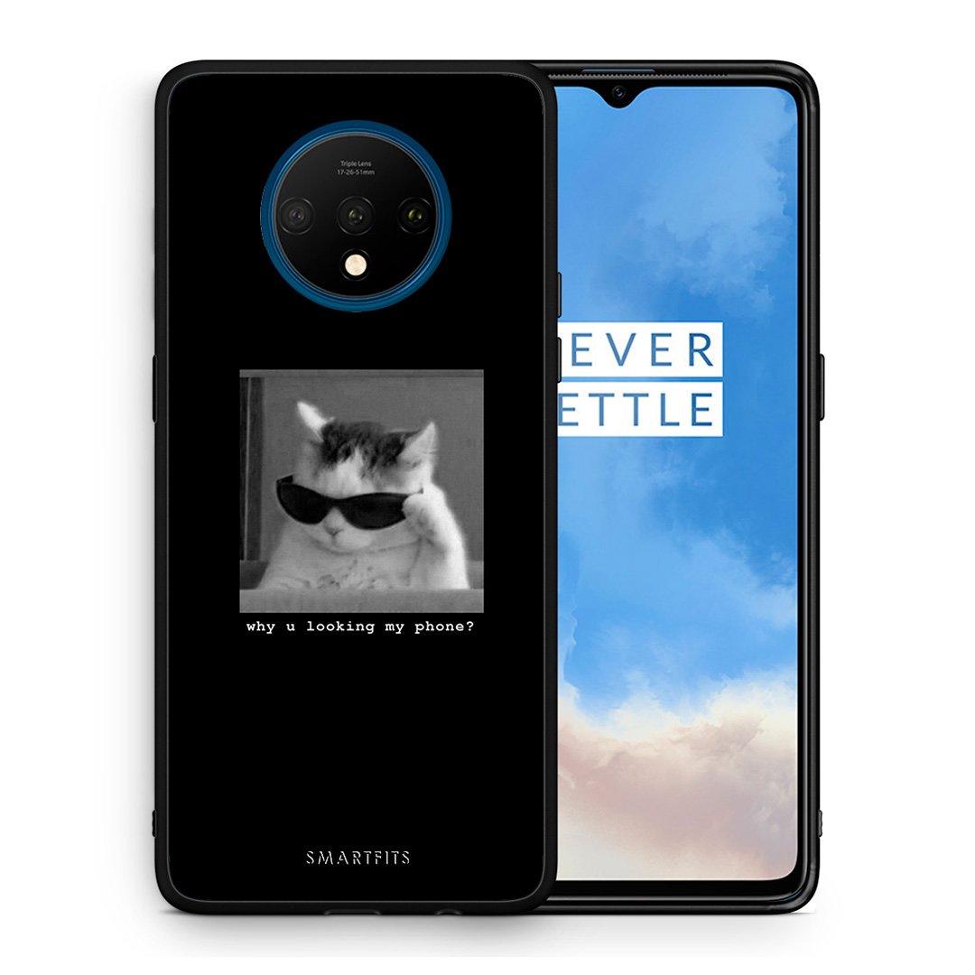 Θήκη OnePlus 7T Meme Cat από τη Smartfits με σχέδιο στο πίσω μέρος και μαύρο περίβλημα | OnePlus 7T Meme Cat case with colorful back and black bezels