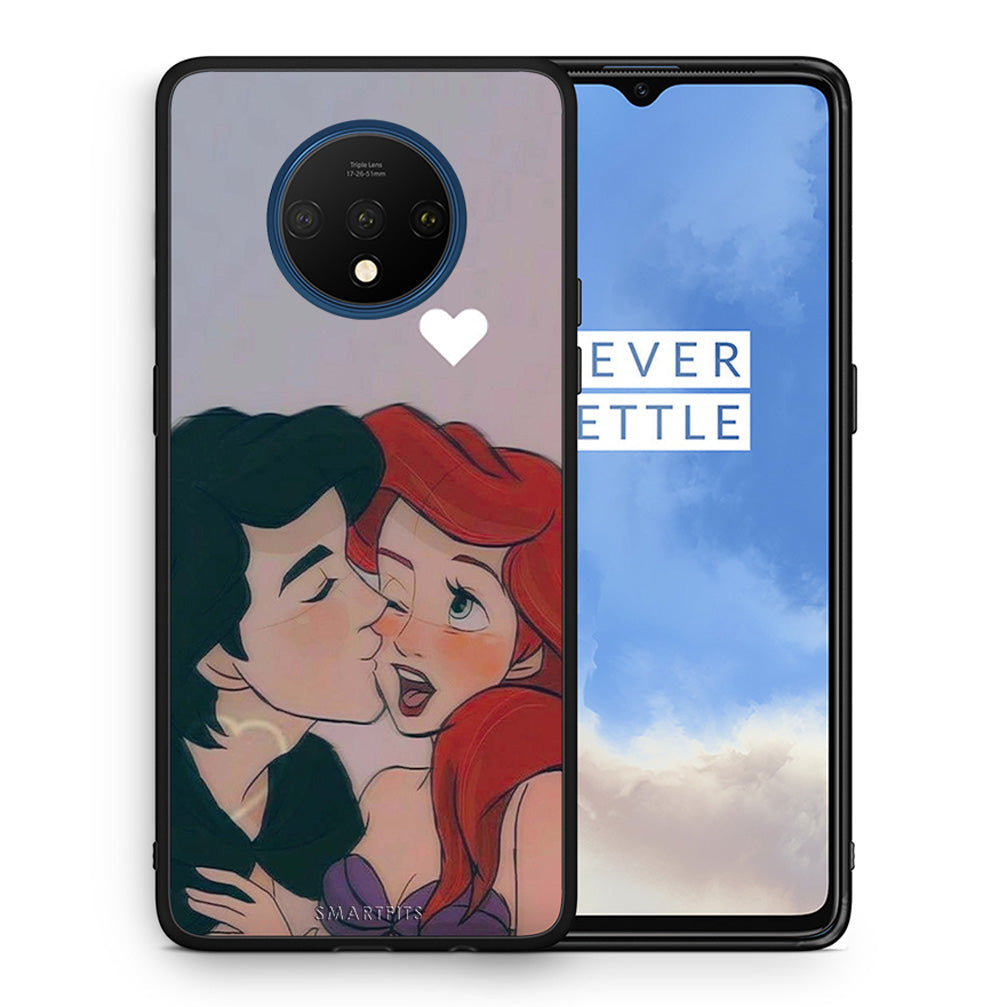 Θήκη Αγίου Βαλεντίνου OnePlus 7T Mermaid Love από τη Smartfits με σχέδιο στο πίσω μέρος και μαύρο περίβλημα | OnePlus 7T Mermaid Love case with colorful back and black bezels