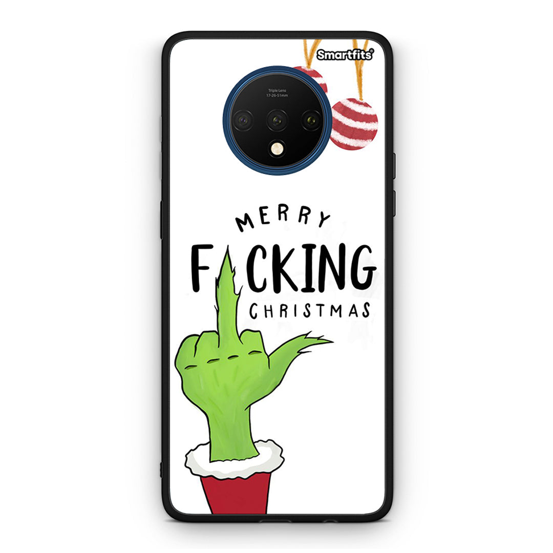 OnePlus 7T Merry F Xmas θήκη από τη Smartfits με σχέδιο στο πίσω μέρος και μαύρο περίβλημα | Smartphone case with colorful back and black bezels by Smartfits