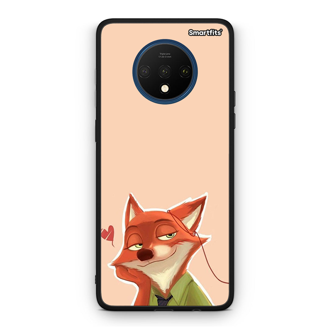 OnePlus 7T Nick Wilde And Judy Hopps Love 1 θήκη από τη Smartfits με σχέδιο στο πίσω μέρος και μαύρο περίβλημα | Smartphone case with colorful back and black bezels by Smartfits