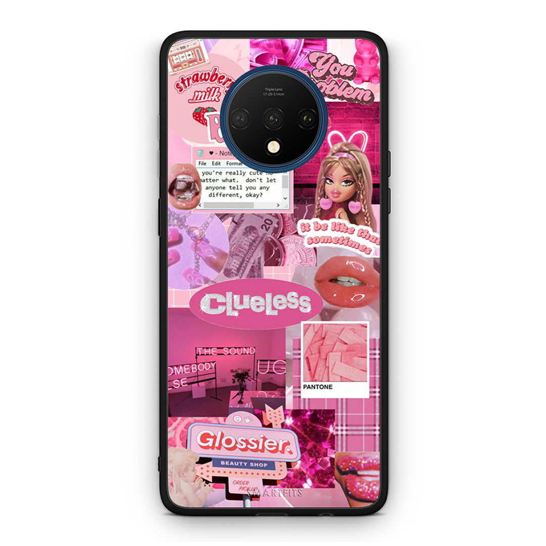 OnePlus 7T Pink Love Θήκη Αγίου Βαλεντίνου από τη Smartfits με σχέδιο στο πίσω μέρος και μαύρο περίβλημα | Smartphone case with colorful back and black bezels by Smartfits