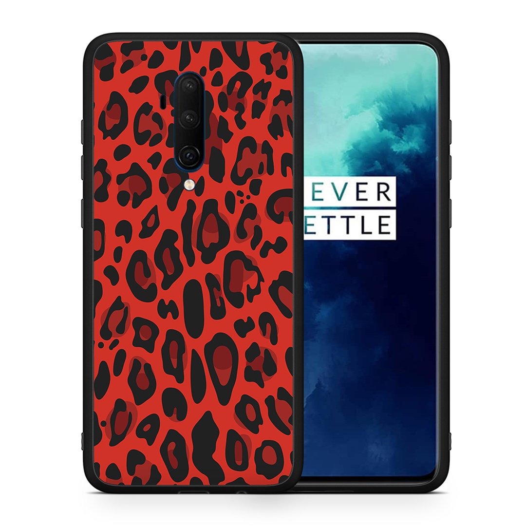 Θήκη OnePlus 7T Pro Red Leopard Animal από τη Smartfits με σχέδιο στο πίσω μέρος και μαύρο περίβλημα | OnePlus 7T Pro Red Leopard Animal case with colorful back and black bezels