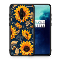 Thumbnail for Θήκη OnePlus 7T Pro Autumn Sunflowers από τη Smartfits με σχέδιο στο πίσω μέρος και μαύρο περίβλημα | OnePlus 7T Pro Autumn Sunflowers case with colorful back and black bezels