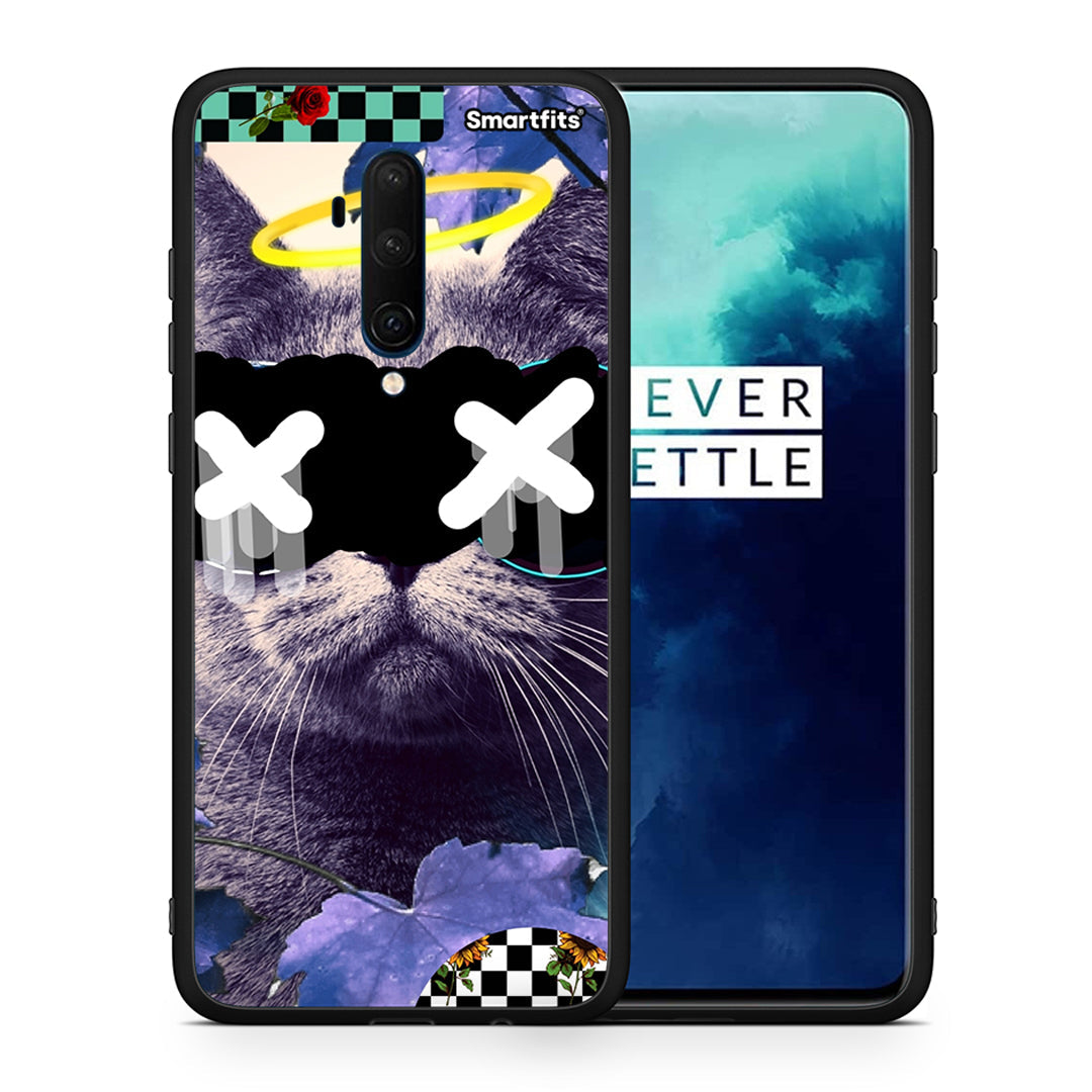 Θήκη OnePlus 7T Pro Cat Collage από τη Smartfits με σχέδιο στο πίσω μέρος και μαύρο περίβλημα | OnePlus 7T Pro Cat Collage case with colorful back and black bezels