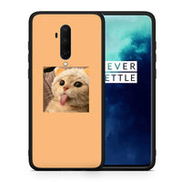 Thumbnail for Θήκη OnePlus 7T Pro Cat Tongue από τη Smartfits με σχέδιο στο πίσω μέρος και μαύρο περίβλημα | OnePlus 7T Pro Cat Tongue case with colorful back and black bezels