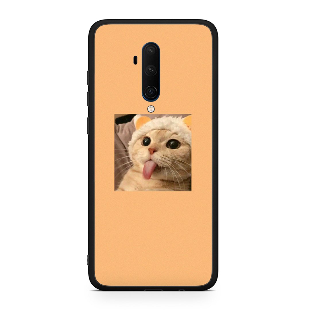 OnePlus 7T Pro Cat Tongue θήκη από τη Smartfits με σχέδιο στο πίσω μέρος και μαύρο περίβλημα | Smartphone case with colorful back and black bezels by Smartfits