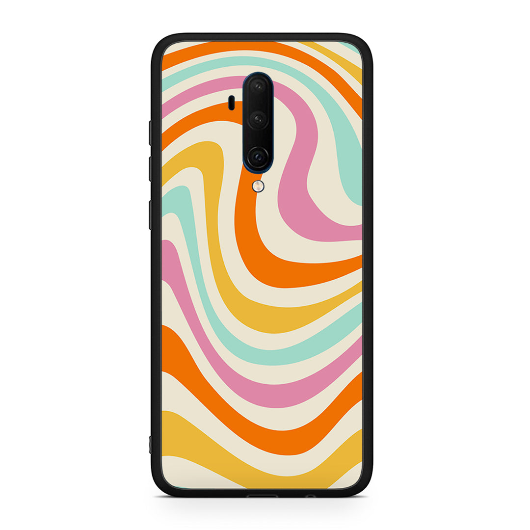 OnePlus 7T Pro Colourful Waves θήκη από τη Smartfits με σχέδιο στο πίσω μέρος και μαύρο περίβλημα | Smartphone case with colorful back and black bezels by Smartfits
