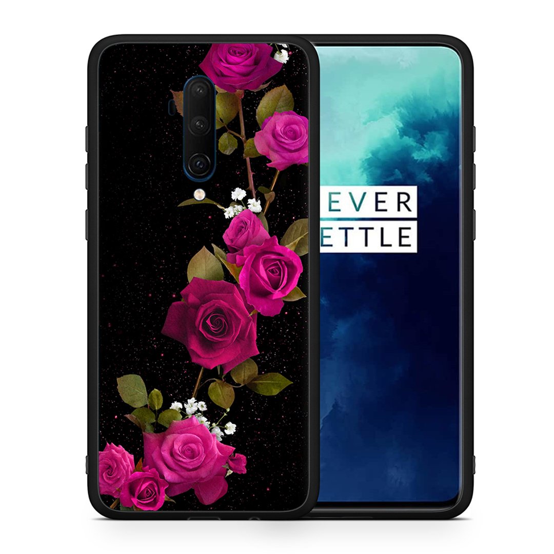 Θήκη OnePlus 7T Pro Red Roses Flower από τη Smartfits με σχέδιο στο πίσω μέρος και μαύρο περίβλημα | OnePlus 7T Pro Red Roses Flower case with colorful back and black bezels