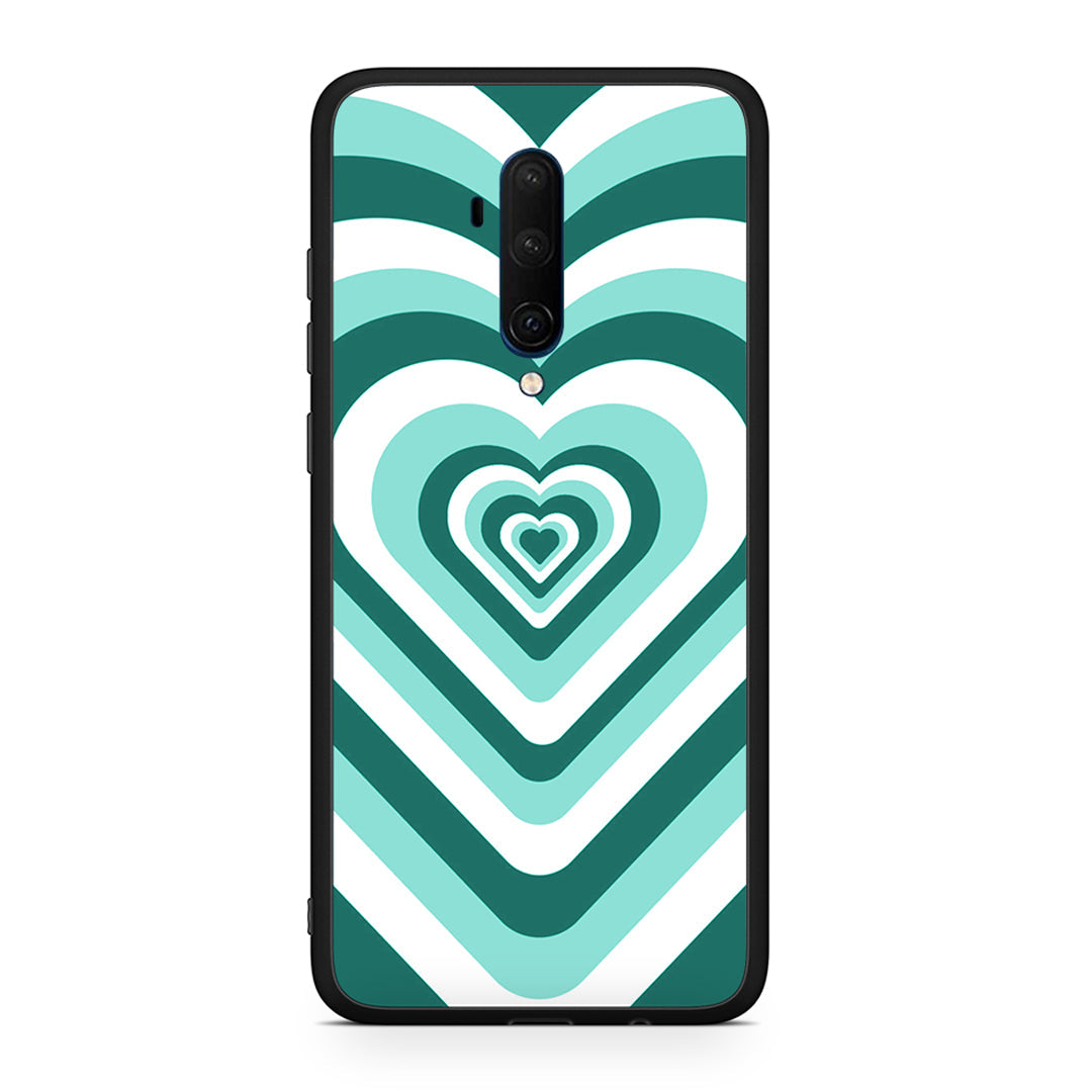 OnePlus 7T Pro Green Hearts θήκη από τη Smartfits με σχέδιο στο πίσω μέρος και μαύρο περίβλημα | Smartphone case with colorful back and black bezels by Smartfits