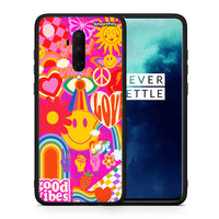 Thumbnail for Θήκη OnePlus 7T Pro Hippie Love από τη Smartfits με σχέδιο στο πίσω μέρος και μαύρο περίβλημα | OnePlus 7T Pro Hippie Love case with colorful back and black bezels