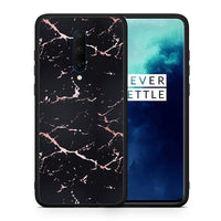 Thumbnail for Θήκη OnePlus 7T Pro Black Rosegold Marble από τη Smartfits με σχέδιο στο πίσω μέρος και μαύρο περίβλημα | OnePlus 7T Pro Black Rosegold Marble case with colorful back and black bezels