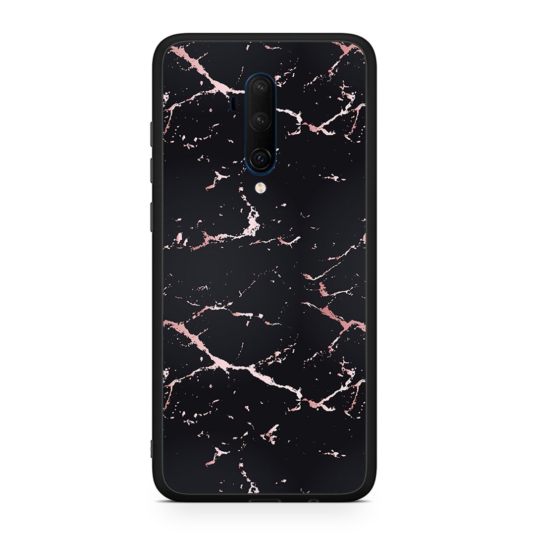 OnePlus 7T Pro Black Rosegold Marble θήκη από τη Smartfits με σχέδιο στο πίσω μέρος και μαύρο περίβλημα | Smartphone case with colorful back and black bezels by Smartfits