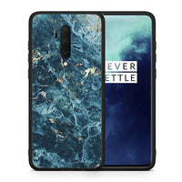 Thumbnail for Θήκη OnePlus 7T Pro Marble Blue από τη Smartfits με σχέδιο στο πίσω μέρος και μαύρο περίβλημα | OnePlus 7T Pro Marble Blue case with colorful back and black bezels