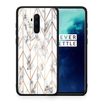 Thumbnail for Θήκη OnePlus 7T Pro Gold Geometric Marble από τη Smartfits με σχέδιο στο πίσω μέρος και μαύρο περίβλημα | OnePlus 7T Pro Gold Geometric Marble case with colorful back and black bezels