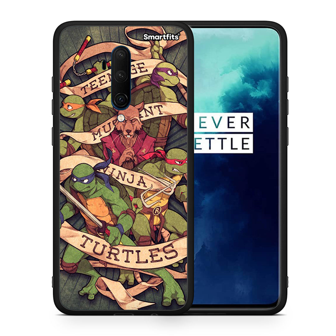 Θήκη OnePlus 7T Pro Ninja Turtles από τη Smartfits με σχέδιο στο πίσω μέρος και μαύρο περίβλημα | OnePlus 7T Pro Ninja Turtles case with colorful back and black bezels