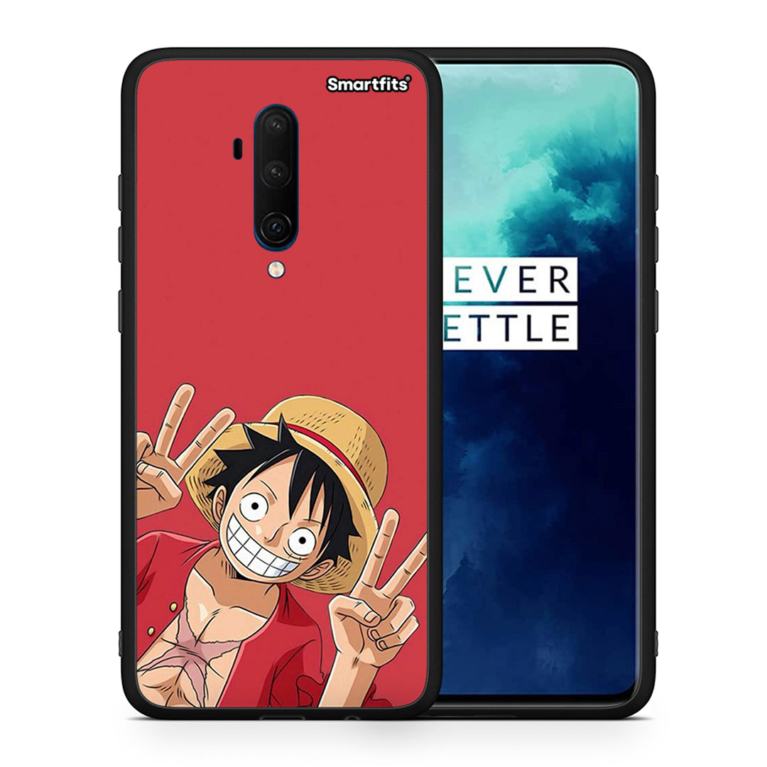 Θήκη OnePlus 7T Pro Pirate Luffy από τη Smartfits με σχέδιο στο πίσω μέρος και μαύρο περίβλημα | OnePlus 7T Pro Pirate Luffy case with colorful back and black bezels