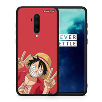 Thumbnail for Θήκη OnePlus 7T Pro Pirate Luffy από τη Smartfits με σχέδιο στο πίσω μέρος και μαύρο περίβλημα | OnePlus 7T Pro Pirate Luffy case with colorful back and black bezels