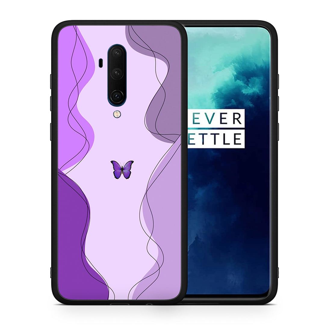 Θήκη Αγίου Βαλεντίνου OnePlus 7T Pro Purple Mariposa από τη Smartfits με σχέδιο στο πίσω μέρος και μαύρο περίβλημα | OnePlus 7T Pro Purple Mariposa case with colorful back and black bezels