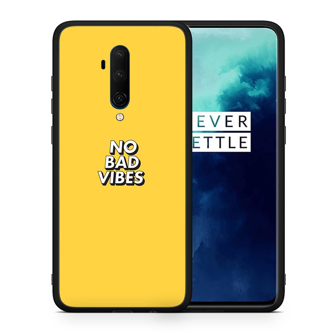 Θήκη OnePlus 7T Pro Vibes Text από τη Smartfits με σχέδιο στο πίσω μέρος και μαύρο περίβλημα | OnePlus 7T Pro Vibes Text case with colorful back and black bezels