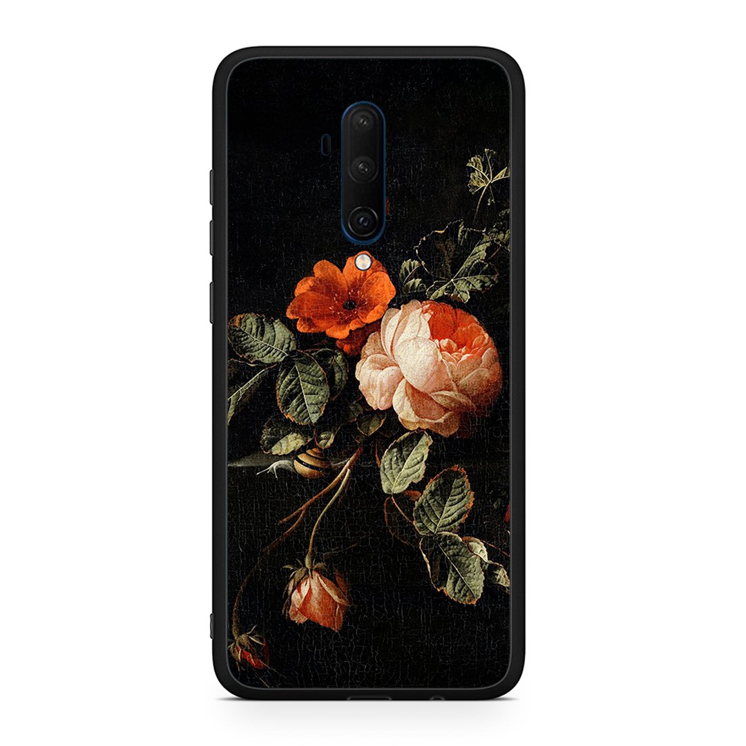 OnePlus 7T Pro Vintage Roses θήκη από τη Smartfits με σχέδιο στο πίσω μέρος και μαύρο περίβλημα | Smartphone case with colorful back and black bezels by Smartfits
