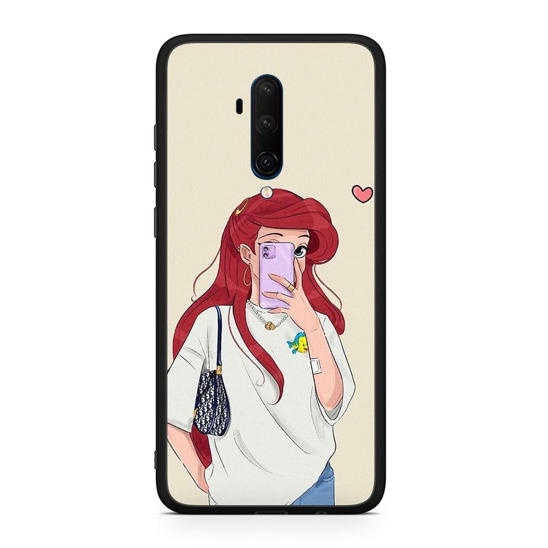 OnePlus 7T Pro Walking Mermaid Θήκη από τη Smartfits με σχέδιο στο πίσω μέρος και μαύρο περίβλημα | Smartphone case with colorful back and black bezels by Smartfits