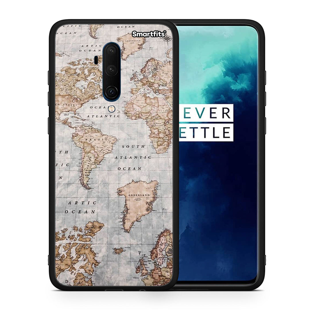 Θήκη OnePlus 7T Pro World Map από τη Smartfits με σχέδιο στο πίσω μέρος και μαύρο περίβλημα | OnePlus 7T Pro World Map case with colorful back and black bezels