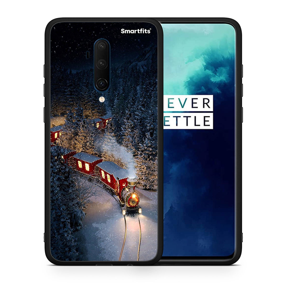 Θήκη OnePlus 7T Pro Xmas Train από τη Smartfits με σχέδιο στο πίσω μέρος και μαύρο περίβλημα | OnePlus 7T Pro Xmas Train case with colorful back and black bezels