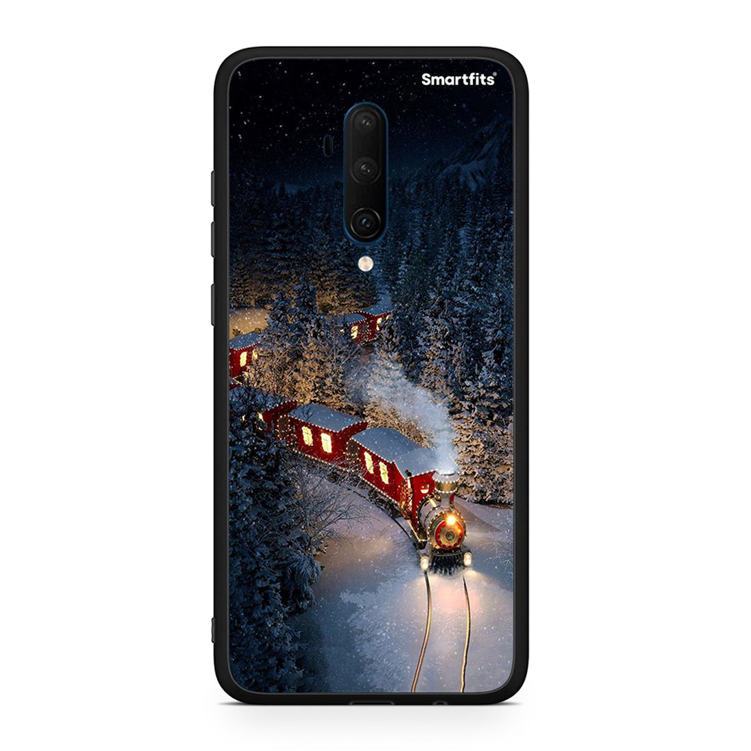 OnePlus 7T Pro Xmas Train θήκη από τη Smartfits με σχέδιο στο πίσω μέρος και μαύρο περίβλημα | Smartphone case with colorful back and black bezels by Smartfits