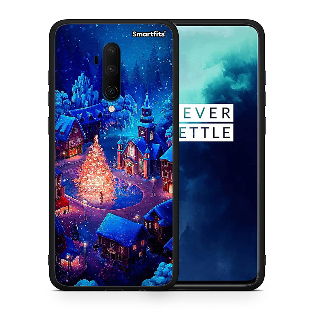 Θήκη OnePlus 7T Pro Xmas Village από τη Smartfits με σχέδιο στο πίσω μέρος και μαύρο περίβλημα | OnePlus 7T Pro Xmas Village case with colorful back and black bezels