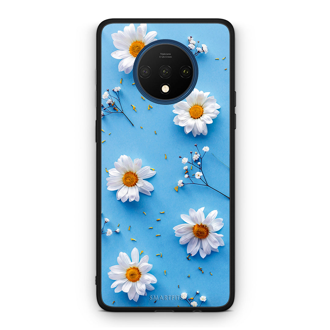 OnePlus 7T Real Daisies θήκη από τη Smartfits με σχέδιο στο πίσω μέρος και μαύρο περίβλημα | Smartphone case with colorful back and black bezels by Smartfits