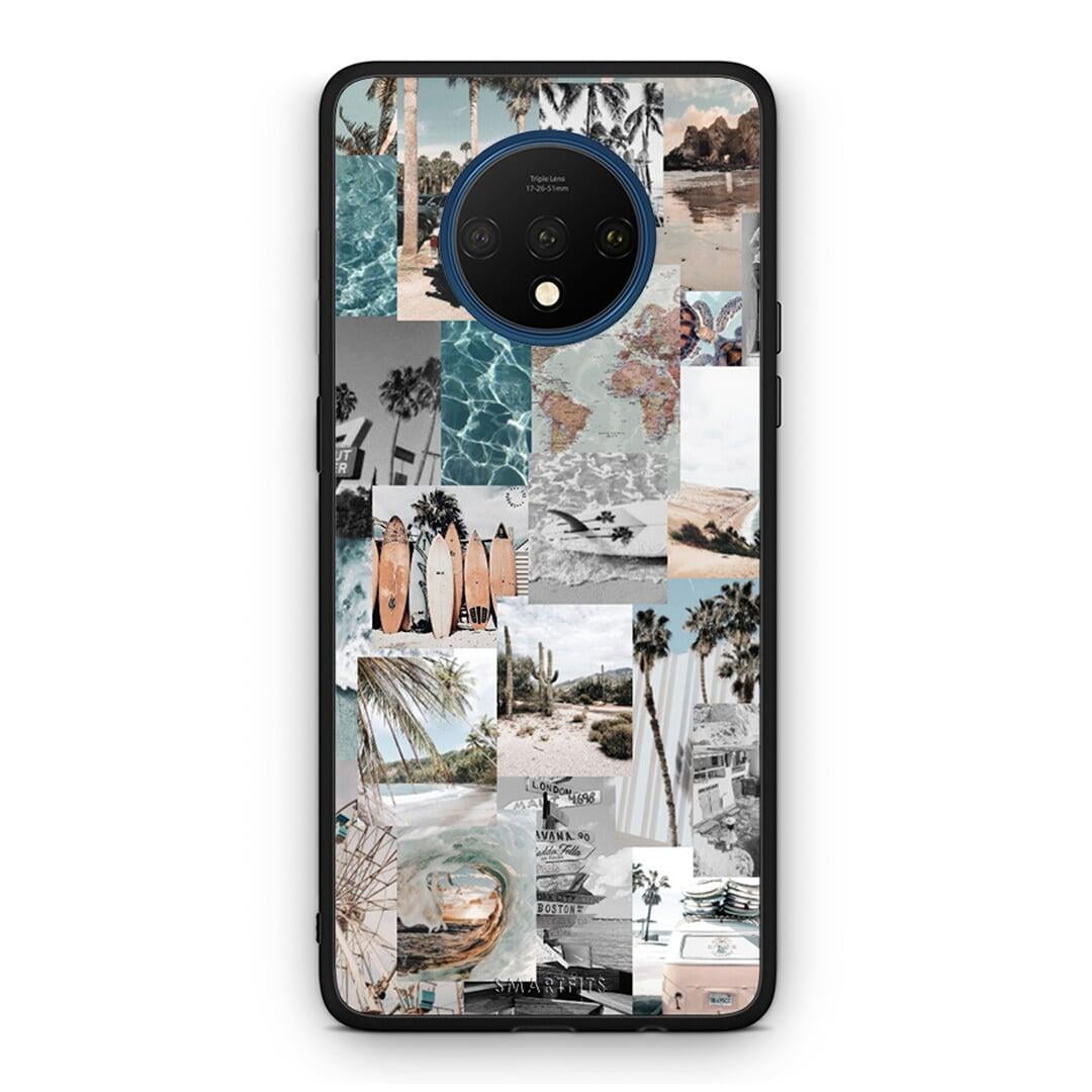 OnePlus 7T Retro Beach Life Θήκη από τη Smartfits με σχέδιο στο πίσω μέρος και μαύρο περίβλημα | Smartphone case with colorful back and black bezels by Smartfits