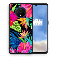 Thumbnail for Θήκη OnePlus 7T Tropical Flowers από τη Smartfits με σχέδιο στο πίσω μέρος και μαύρο περίβλημα | OnePlus 7T Tropical Flowers case with colorful back and black bezels