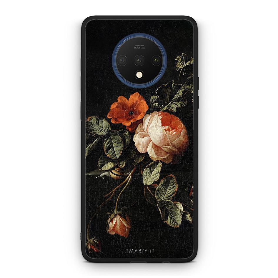 OnePlus 7T Vintage Roses θήκη από τη Smartfits με σχέδιο στο πίσω μέρος και μαύρο περίβλημα | Smartphone case with colorful back and black bezels by Smartfits