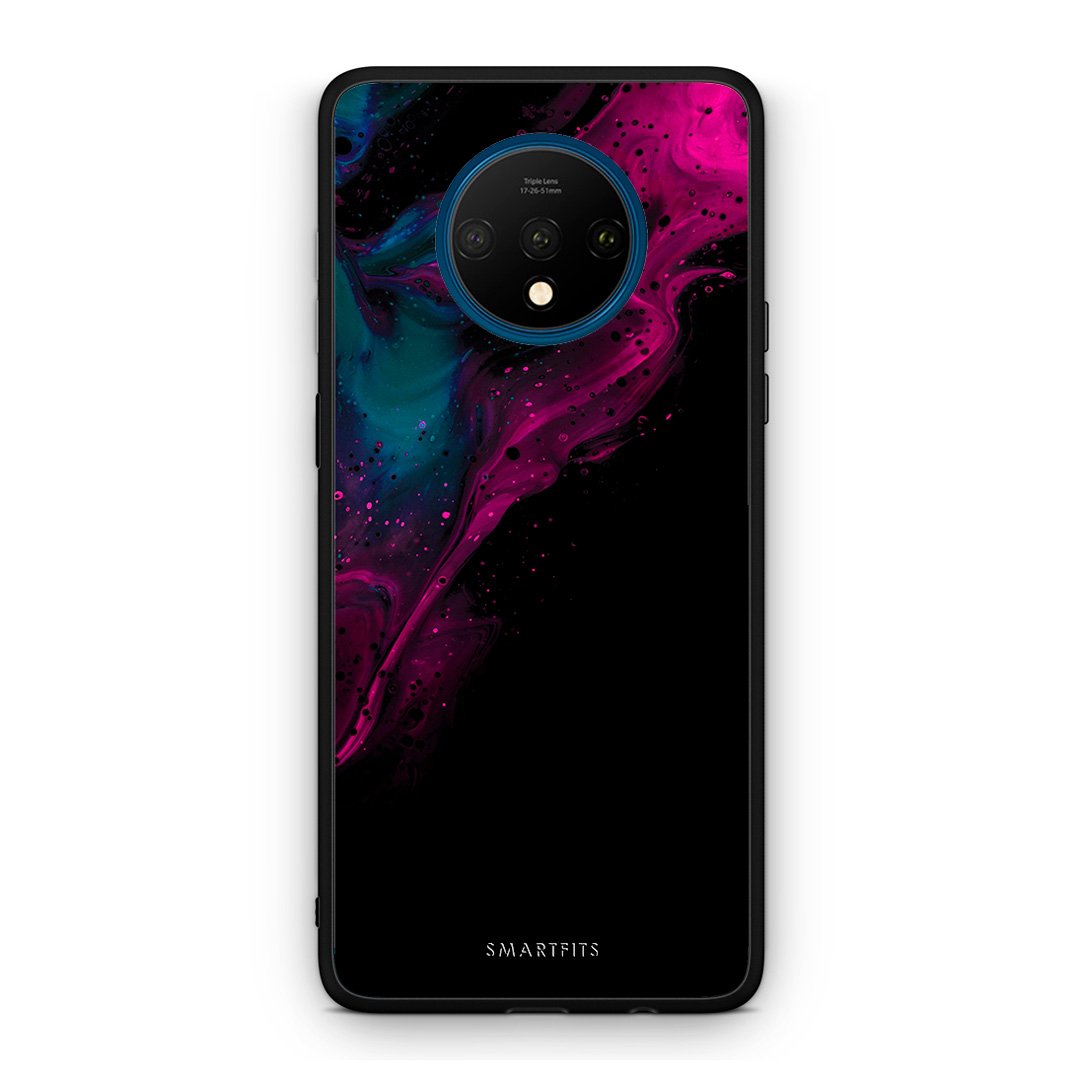 4 - OnePlus 7T Pink Black Watercolor case, cover, bumper