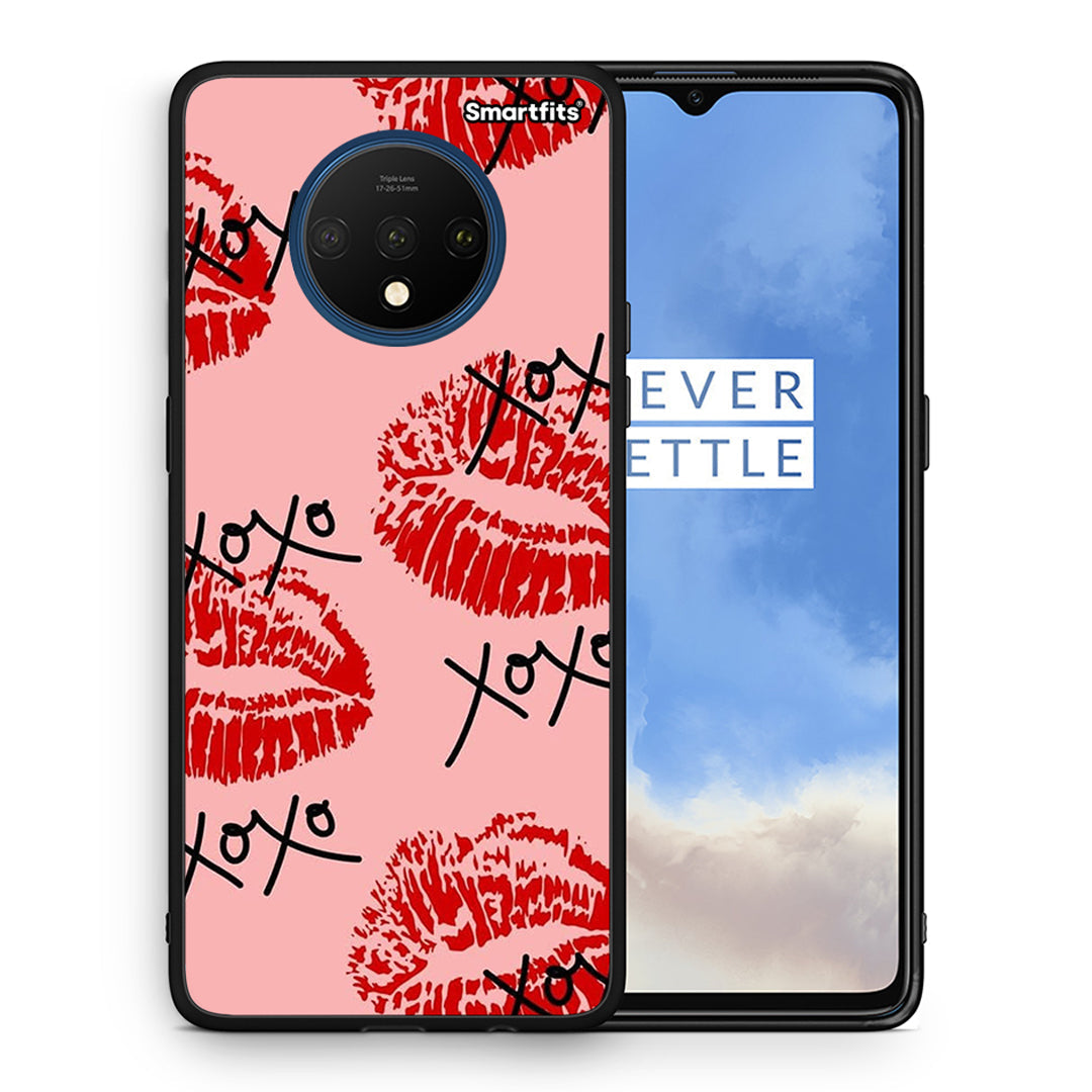 Θήκη OnePlus 7T XOXO Lips από τη Smartfits με σχέδιο στο πίσω μέρος και μαύρο περίβλημα | OnePlus 7T XOXO Lips case with colorful back and black bezels