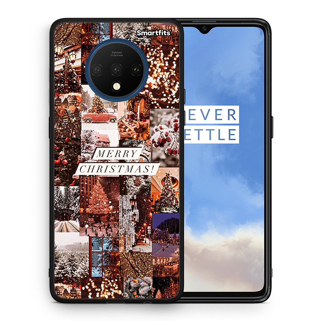 Θήκη OnePlus 7T Xmas Collage από τη Smartfits με σχέδιο στο πίσω μέρος και μαύρο περίβλημα | OnePlus 7T Xmas Collage case with colorful back and black bezels