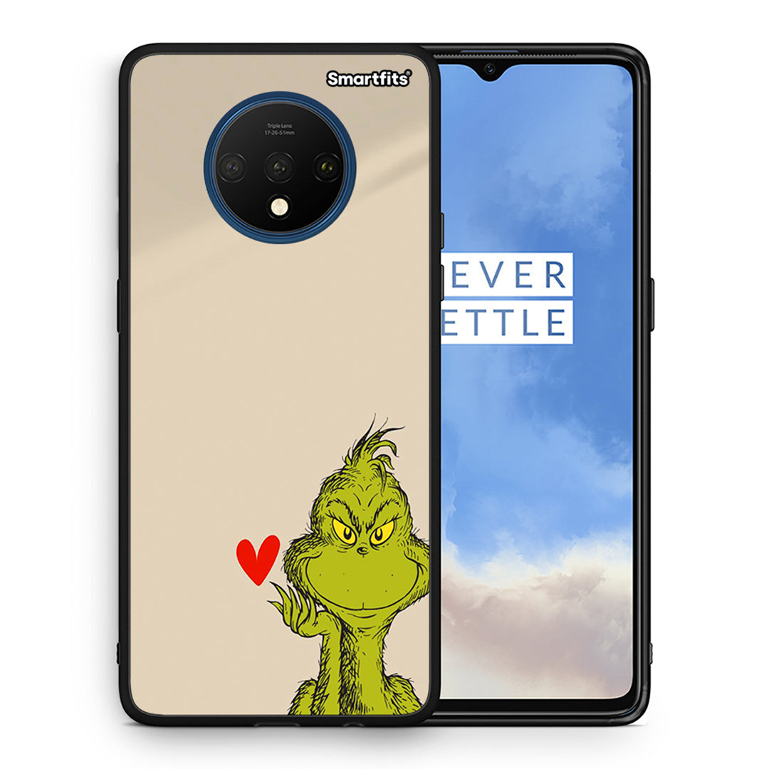 Θήκη OnePlus 7T Xmas Grinch από τη Smartfits με σχέδιο στο πίσω μέρος και μαύρο περίβλημα | OnePlus 7T Xmas Grinch case with colorful back and black bezels